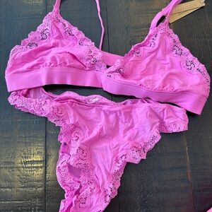 Skims Elegant Lace Trim Pink Lingerie Set Size 2X